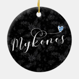 I Heart Mykonos, Greece Ceramic Ornament