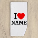 I Heart Name Bath Towel<br><div class="desc">Write your desired Name or Text on the name Section.</div>
