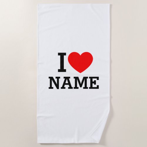 I Heart Name Beach Towel