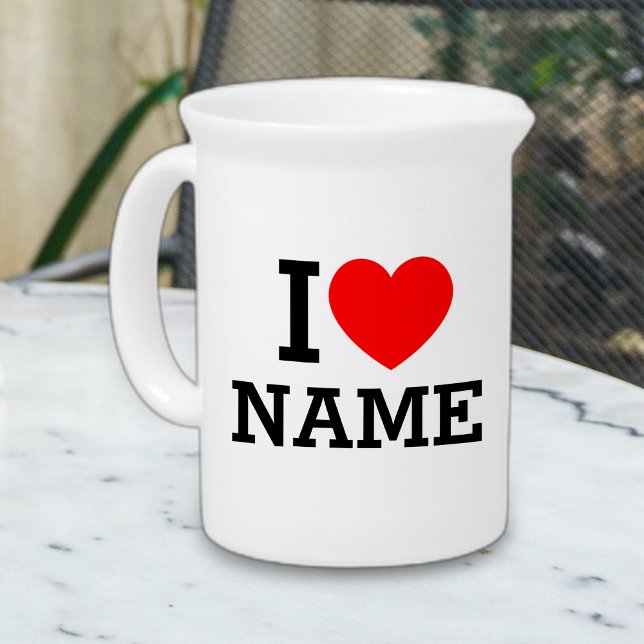 I Heart Name Beverage Pitcher (Creator Uploaded)