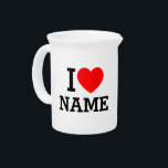 I Heart Name Beverage Pitcher<br><div class="desc">Write your desired Name or Text on the name Section.</div>