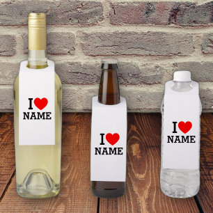 I Heart Name Bottle Hanger Tag
