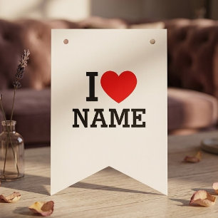 I Heart Name Bunting Flags