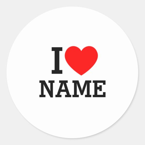 I Heart Name Classic Round Sticker