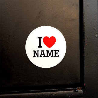 I Heart Name Classic Round Sticker