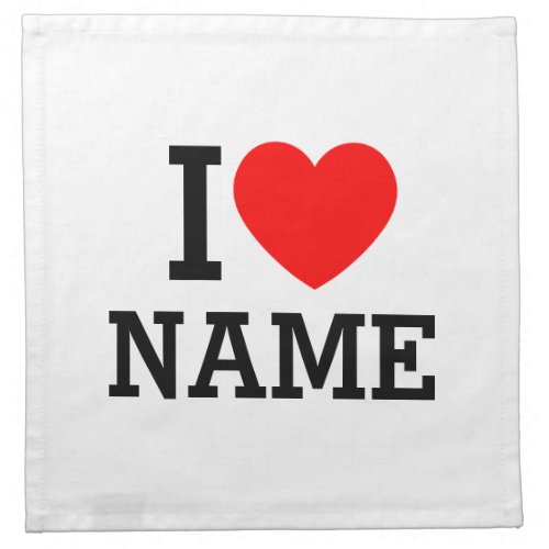 I Heart Name Cloth Napkin