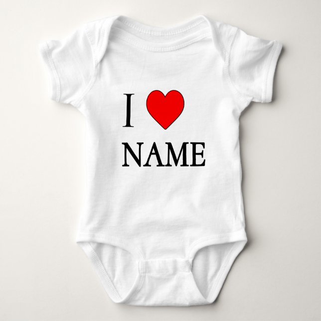 I heart name (customisable) baby bodysuit (Front)