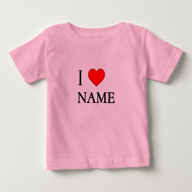I heart name (customisable) baby T-Shirt (Front)