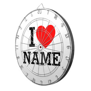 I Heart Name Dart Board