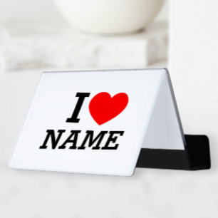 I Heart Name Desk Business Card Holder