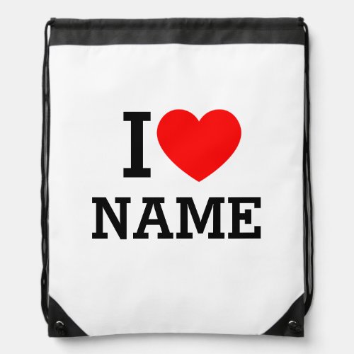 I Heart Name Drawstring Bag