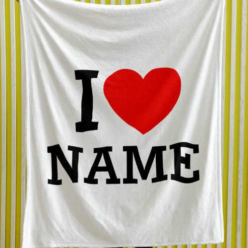 I Heart Name Fleece Blanket