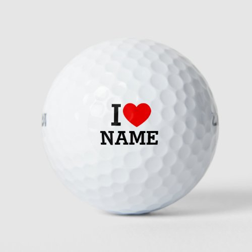 I Heart Name Golf Balls