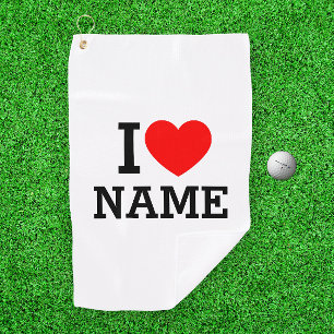 I Heart Name Golf Towel