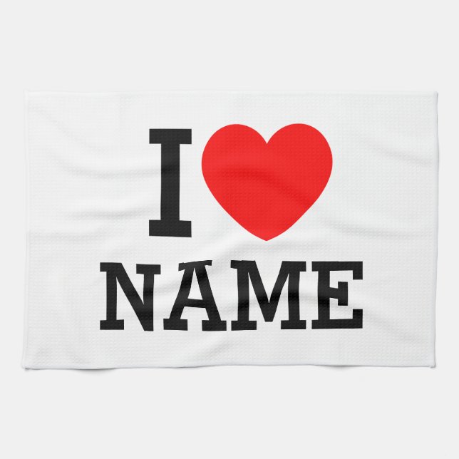 I Heart Name Kitchen Towel (Horizontal)