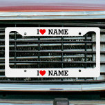 I Heart Name License Plate Frame<br><div class="desc">Write your desired Name or Text on the name Section.</div>