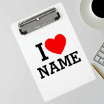 I Heart Name Mini Clipboard<br><div class="desc">Write your desired Name or Text on the name Section.</div>
