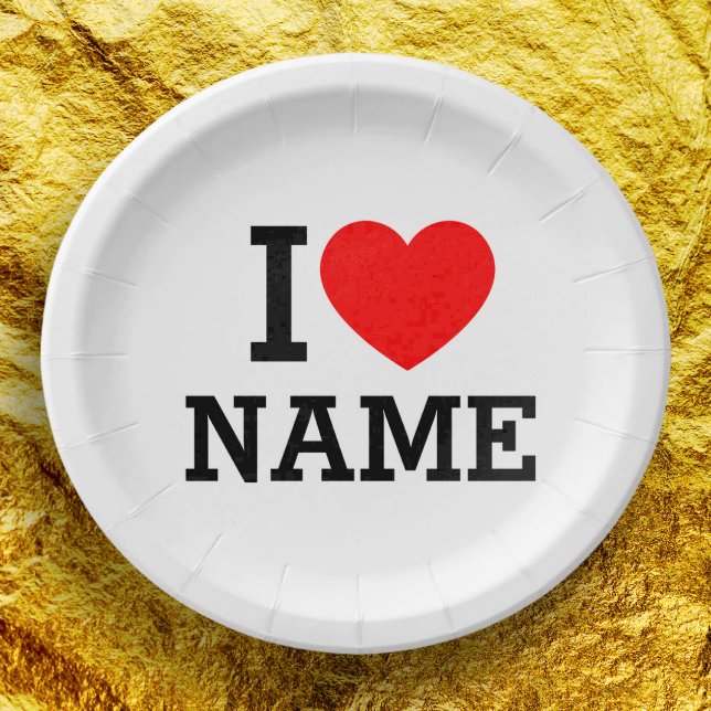 I Heart Name Paper Plates (Creator Uploaded)