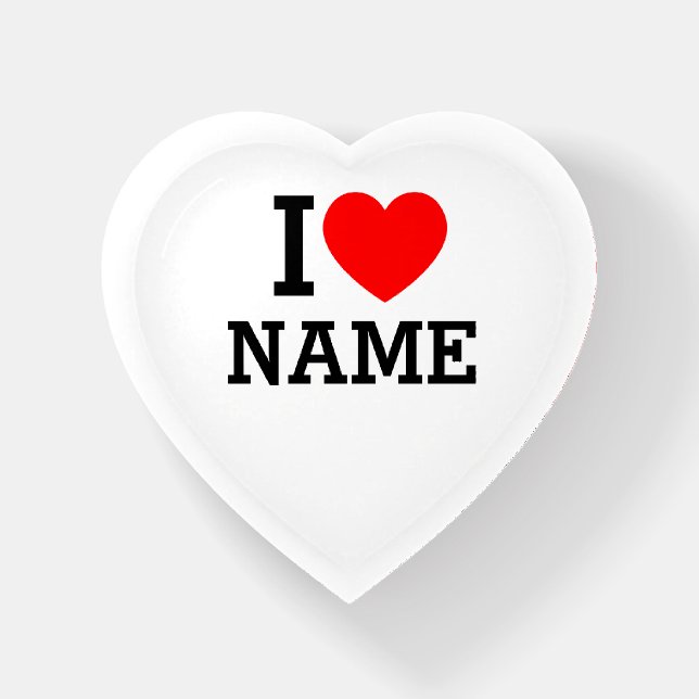 I Heart Name Paperweight (Front)