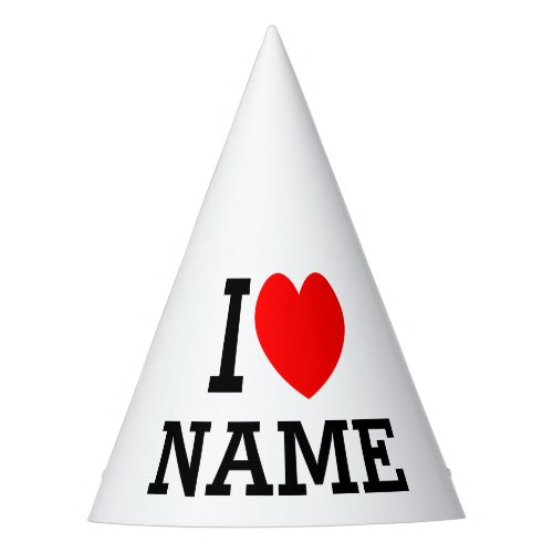 I Heart Name Party Hat
