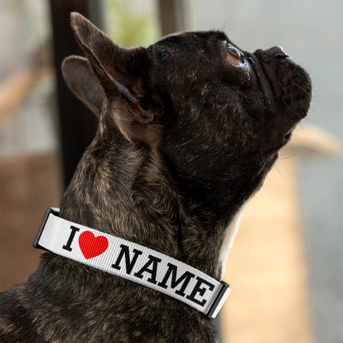 I Heart Name Pet Collar
