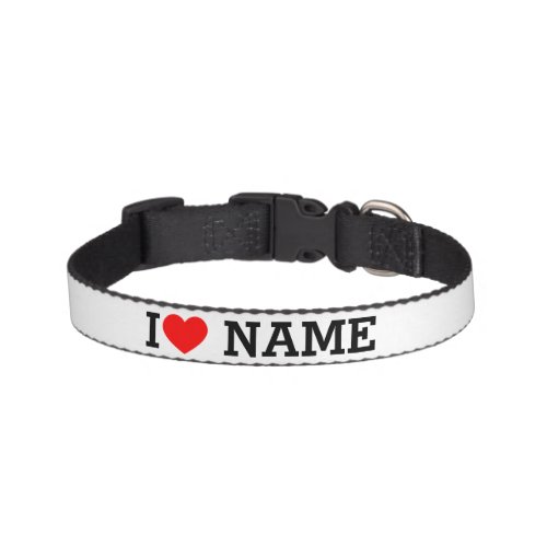 I Heart Name Pet Collar