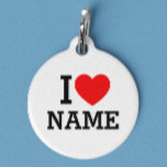 I Heart Name Pet ID Tag<br><div class="desc">Write your desired Name or Text on the name Section.</div>