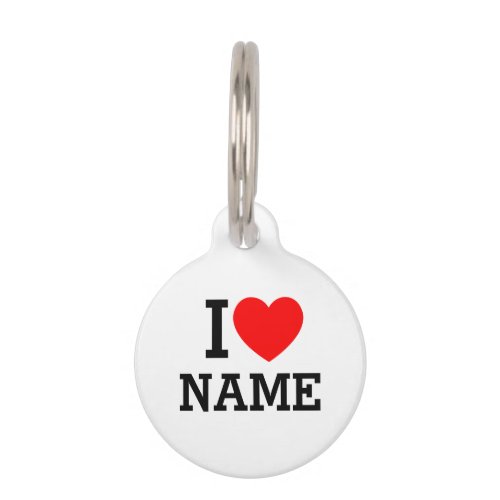 I Heart Name Pet ID Tag