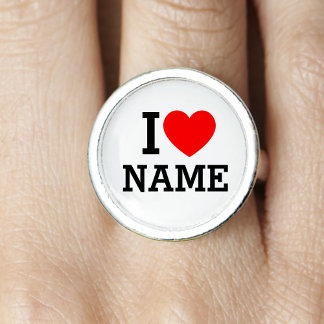 I Heart Name Ring