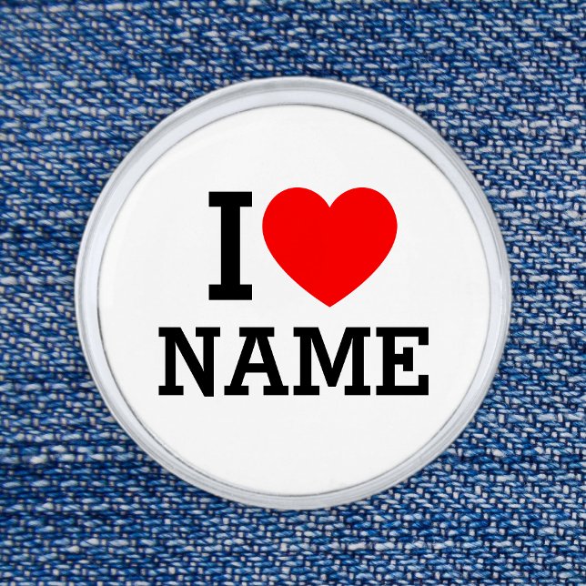 I Heart Name Silver Finish Lapel Pin (Creator Uploaded)