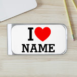 I Heart Name Silver Finish Money Clip<br><div class="desc">Write your desired Name or Text on the name Section.</div>