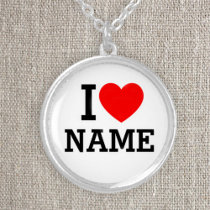 I Heart Name Silver Plated Necklace