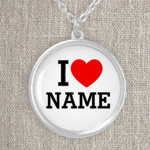 I Heart Name Silver Plated Necklace