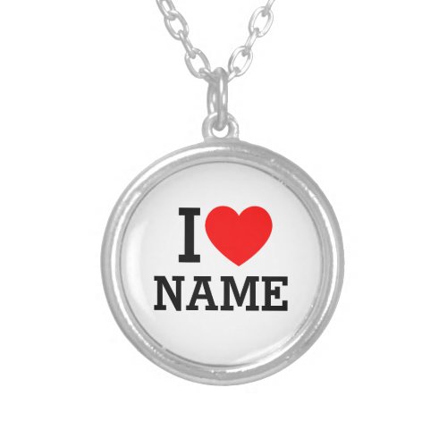 I Heart Name Silver Plated Necklace