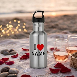 I Heart Name Stainless Steel Water Bottle