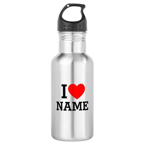 I Heart Name Stainless Steel Water Bottle