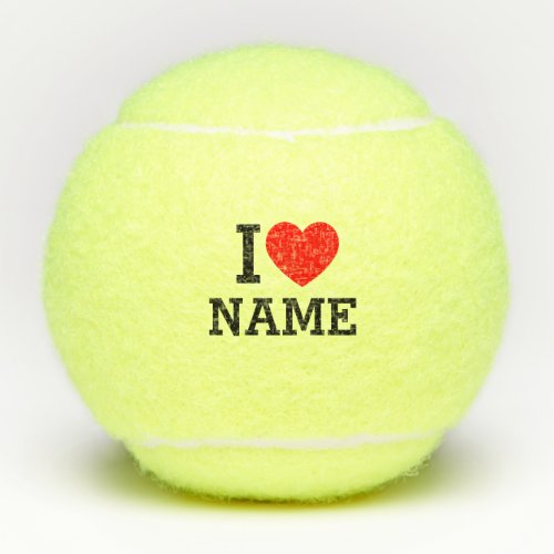 I Heart Name Tennis Balls