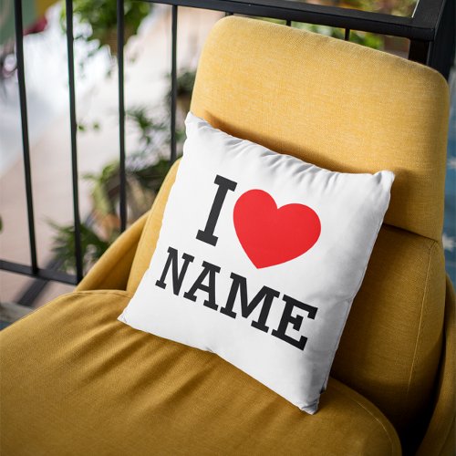 I Heart Name Throw Pillow