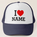 I Heart Name Trucker Hat<br><div class="desc">Write your desired Name or Text on the name Section.</div>