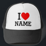 I Heart Name Trucker Hat<br><div class="desc">Write your desired Name or Text on the name Section.</div>