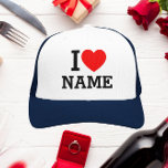 I Heart Name Trucker Hat<br><div class="desc">Write your desired Name or Text on the name Section.</div>