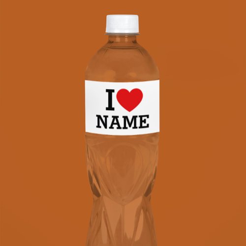 I Heart Name Water Bottle Label