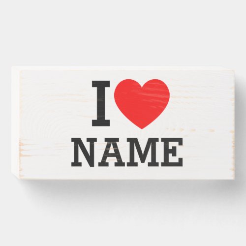 I Heart Name Wooden Box Sign