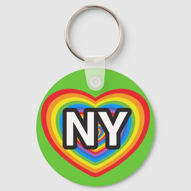 I heart New York. I love New York. NYC rainbow Keychain (Front)