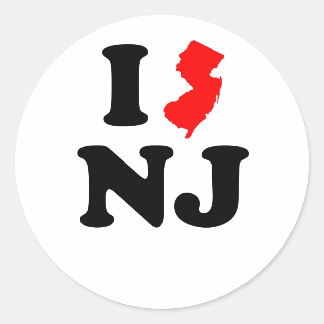 I Heart NJ Classic Round Sticker (Front)