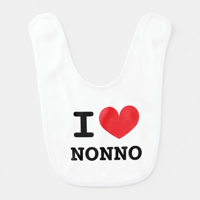 I heart nonno baby bib gift for Italian grandchild (Front)