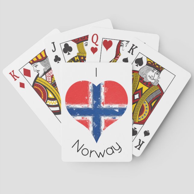 I Heart Norway Distressed Painted Heart Flag Poker Cards (Back)