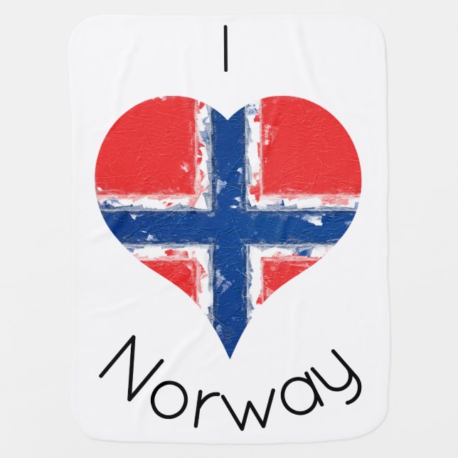 I Heart Norway Norwegian Flag Baby Blanket (Front)