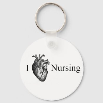 I Heart Nursing Keychain by CuteLittleTreasures at Zazzle