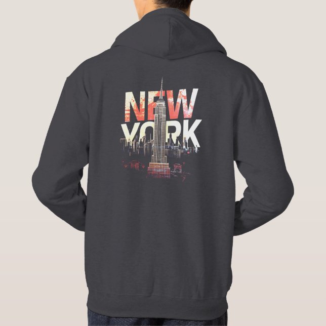 I Heart NYC" T-shirt - Casual New York City Urban  Hoodie (Back)
